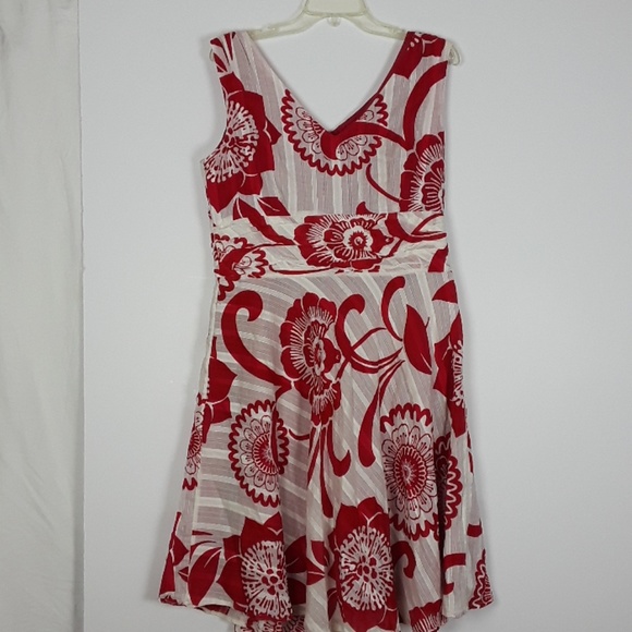 RED DRESS RUN !!!!Amanda Lane Red & White Floral Retro Dress - Picture 3 of 6